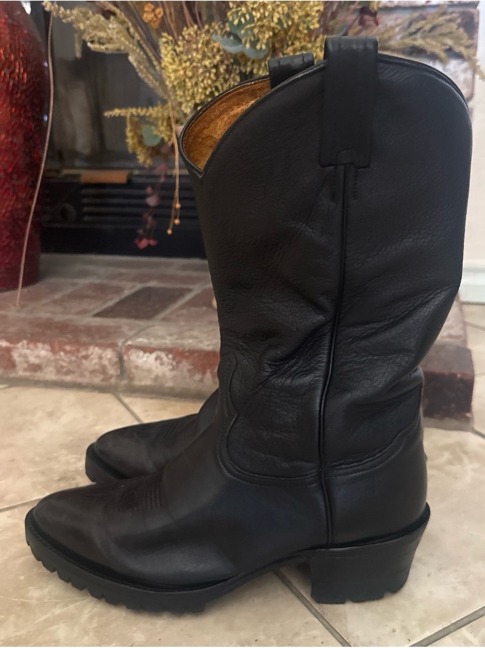 Tony Lama Vintage Style 6156 Ol Buck Black Western Cowboy Boots 10 Made in USA